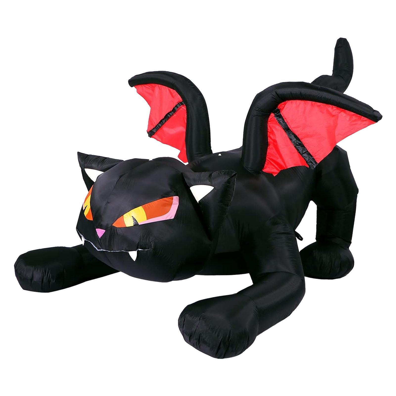 

Halloween Black Cat Inflatable, Halloween Party Decor with Wings 7.5Ft Tall Cat with LED Light