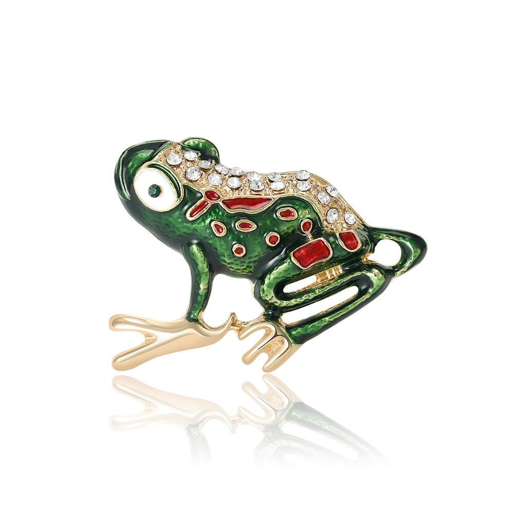 Cute Personality Creative Brooch Green Oil Drop Frog Animal Diamond Brooch