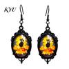 Retro Alloy Dangle Earrings 1 Pair Halloween Gothic Black Cat for Women, Vintage Exquisite Craftsmanship Party Favors Dark Punk Style Drop Earrings,