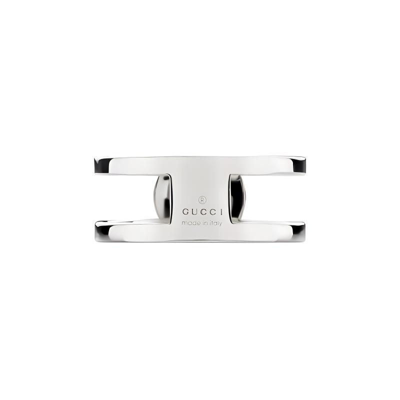Gucci Interlocking Double G Hollow Detail 925 Silver Ring Unisex rings 797031J8400