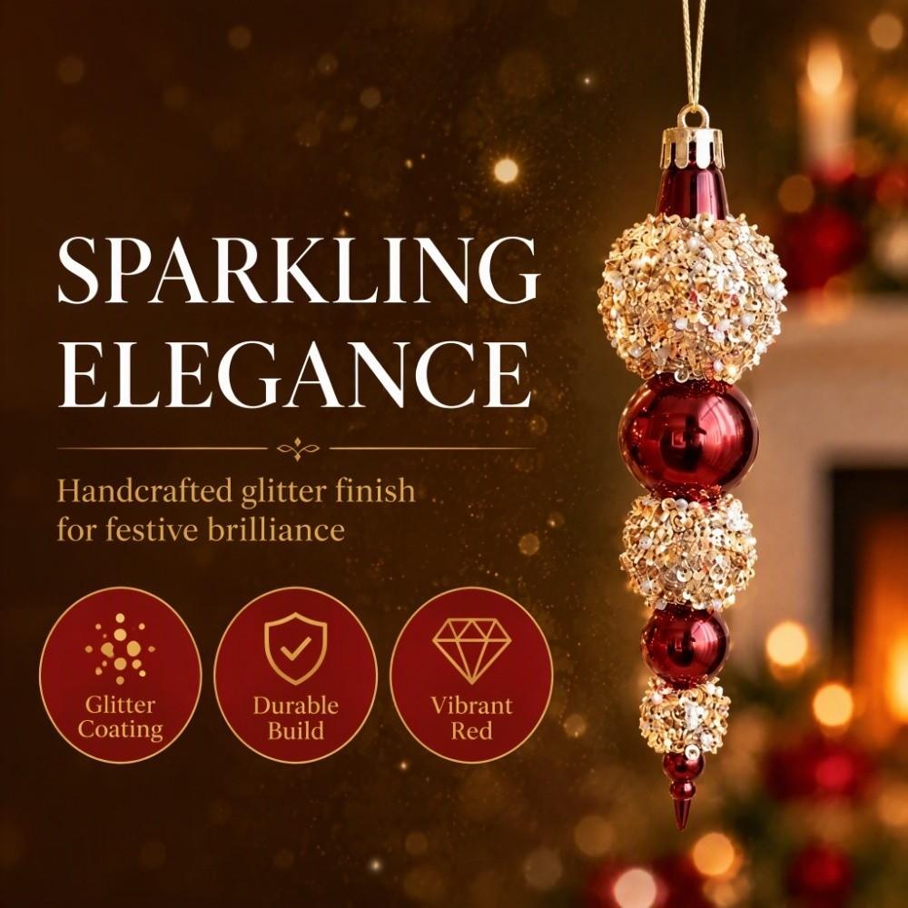 Irregular Design Christmas Hanging Ornaments Red Painted Holiday Decorations Holiday Scene