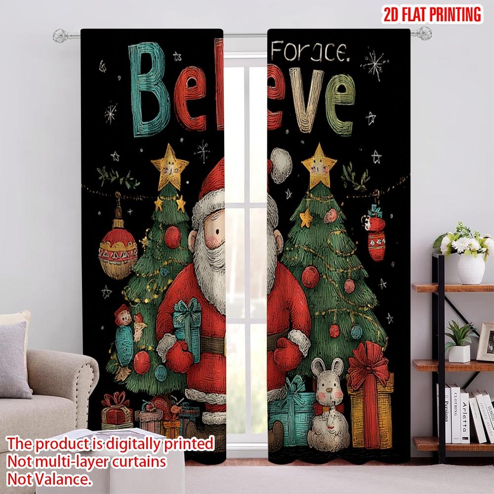 

2pcs,2D plane printing Creative Curtains Santa Claus with Presents1 Versatile Polyester (without rod) Home Decor Perfect for 52.50 × 116.00 cm 2 pcs