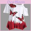Butterfly Digital Print Women T Shirt With Polyester Spandex Fabric For Casual Summer Wear