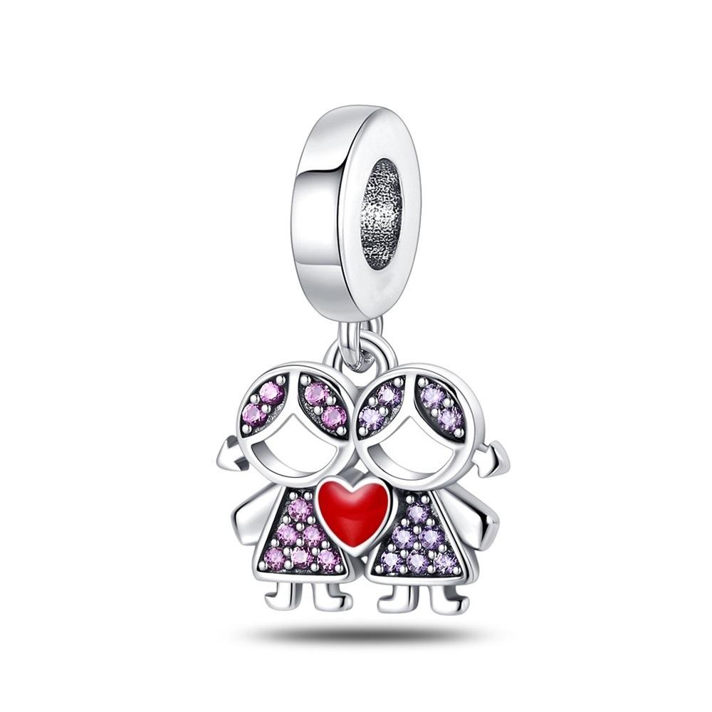 2026 Charm Heart Wings LOVE Charm Oil Drop DIY Jewelry Bracelet Accessories Women's 925 Silver