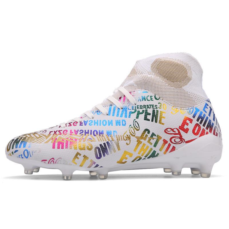 English Alphabet Mandarin Duck Football Shoes Men's High-top TF Broken Nails AG Long Nails Youth Children's Grass Competition Training Shoes