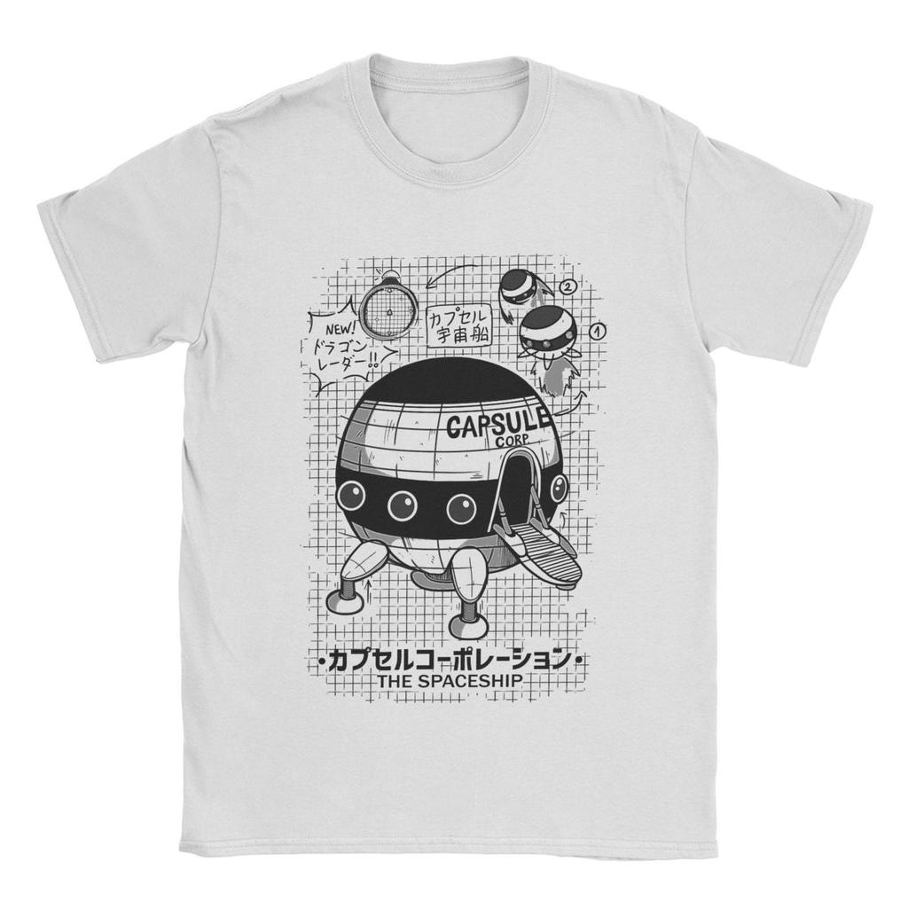 Men T-Shirts Capsule Corp Spaceship Funny 100% Cotton Tee Shirt Short Sleeve Anime DBZing T Shirt Crew Neck Tops Gift Idea