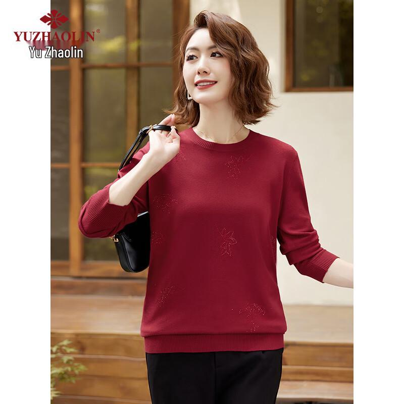 YUZHAOLIN Women's Mid-Aged Knitted Pullover Sweater