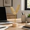 Flower Wrought Iron Ornaments Wood Base Ginkgo Leaf Ornament Desktop Ornaments  Scandinavian Style