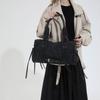 Suede Tote Bag Women's Fashion Shoulder Bag with Lace Up Detail and Adjustable Crossbody Strap