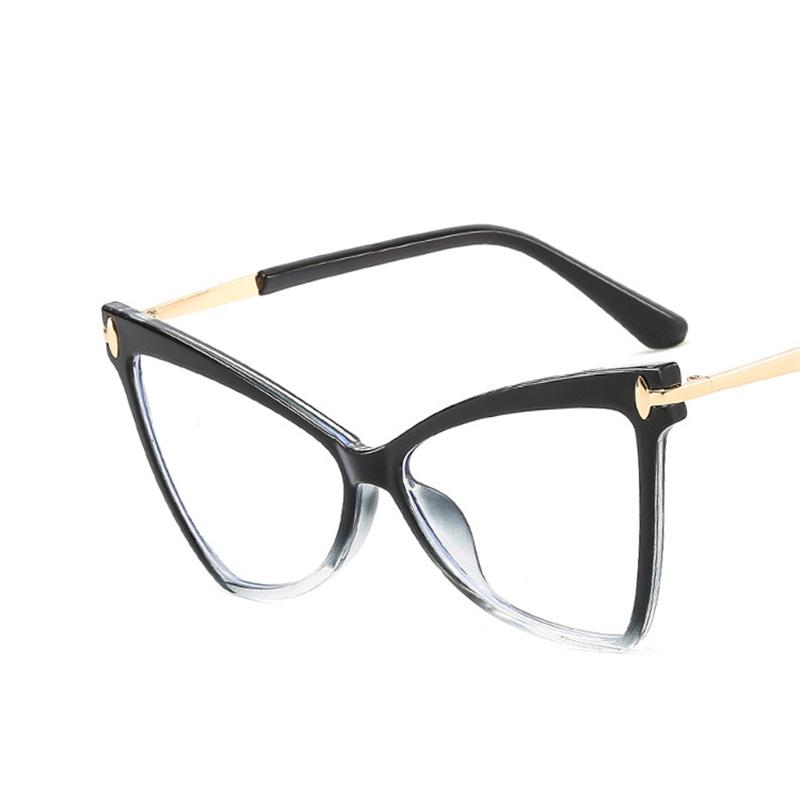 Cat Eye Oversized Glasses Frame TR90 Lightweight Fashion Butterfly Computer Glasses Triangle Eyewear for Women