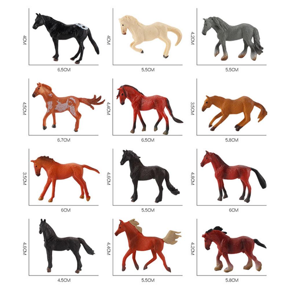 ZK20 12PCS Mini Action Figures Horse Toy Model Simulation PVC Miniature Horse Animals Toy Playset Educational Toy for Children