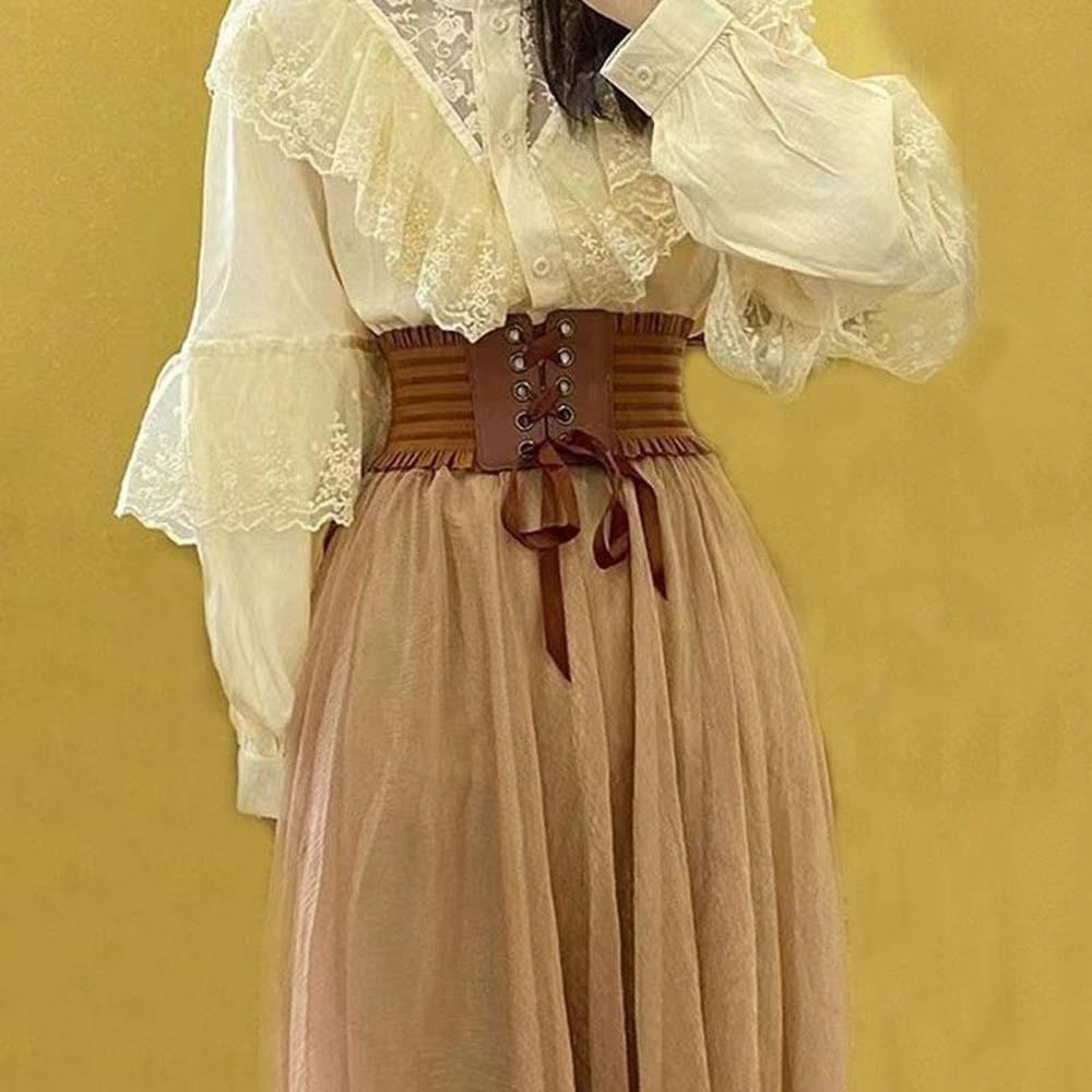 Polyester Wide Corset Waistband Strap Rope Elastic High Wide Belt  Party