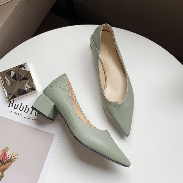 Summer New Pointed Mid Heel Women's Single Shoes Women's Fashion High Heel Shallow Mouth Women's Shoes
