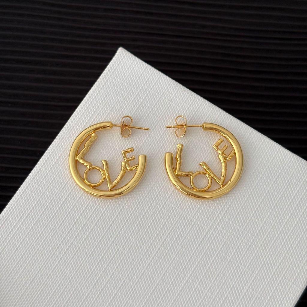 French American LOVE Letter Round Earrings: Elegant & Versatile High-End Fashion