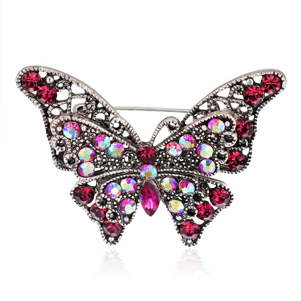 

Rhinestone Butterfly Brooch Pins Trendy Alloy Enamel Metal Lapel Pin Glittering Multi-Color Optional For Women Small Gift Access