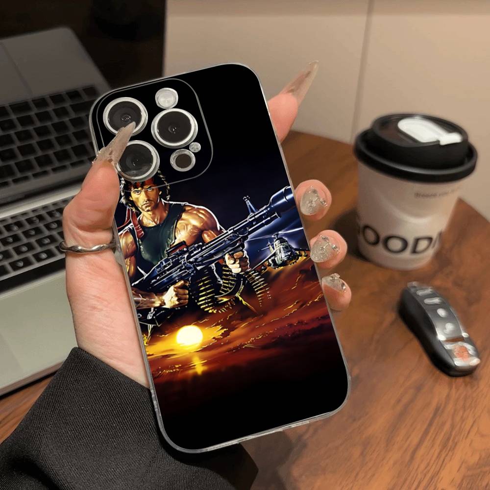 1pc Movie Rambo First Blood Transparent Phone Case For IPhone 16 15 14 13 12 11 Pro Max Plus Soft Cover