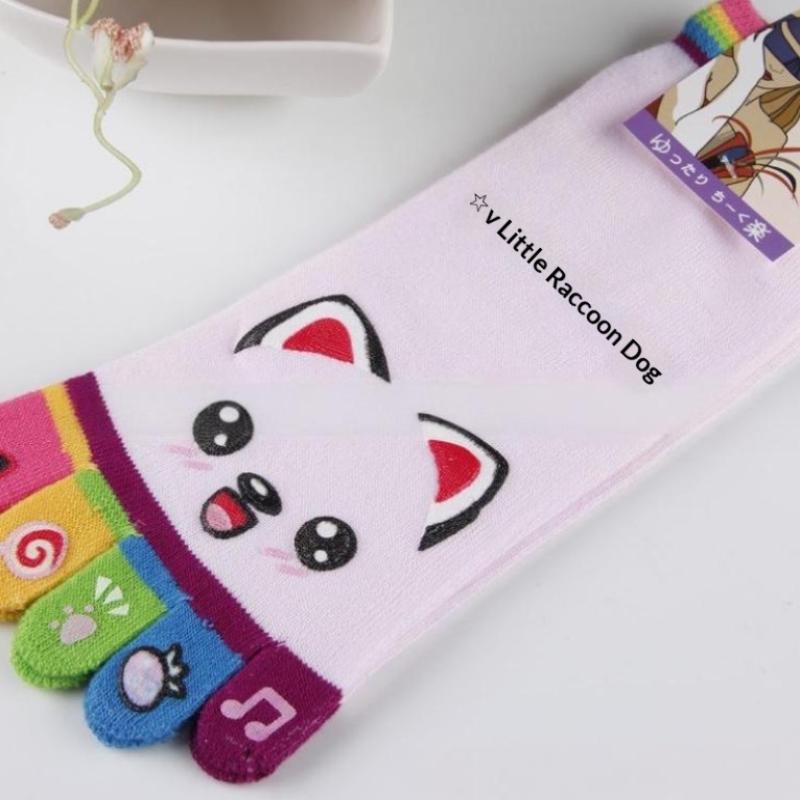 Cute Casual Five-Toed Crew Finger Show Funny Short Cartoon Cotton Socks Breathable Sweat Novelty Toe Socks  High Quality