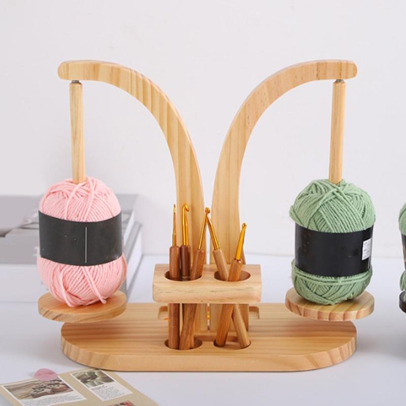 Multifunctionele Roterende Garenspoel Organizer Stand Magnetische Houten Garenhouder voor Naaien Haak Breien Project