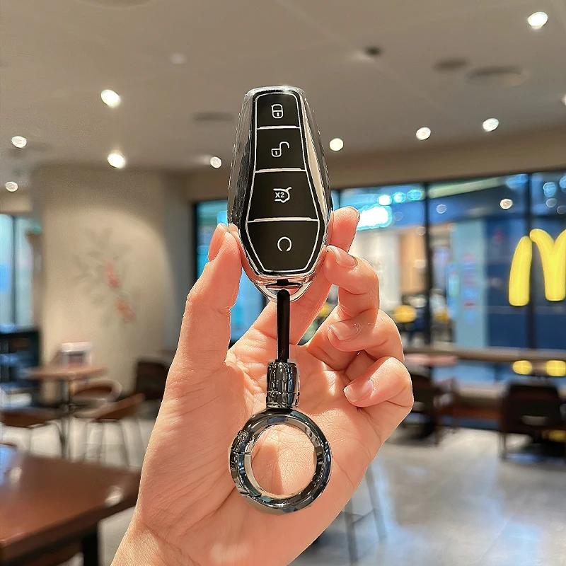 

Soft Tpu Holder Chain Key Case Car Key Cover for BYD Atto 3 Han EV Dolphin Song PRO Max Tang DM Yuan Dolphin E2 Qin PLUS чорний