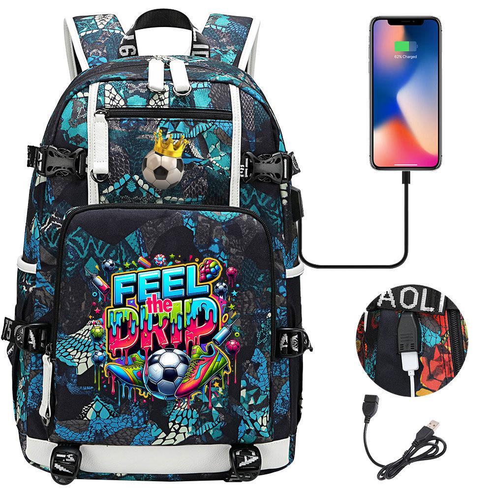 2026 Sports Soccer USB Large Capacity Backpack for Middle High School Students Travel Unisex