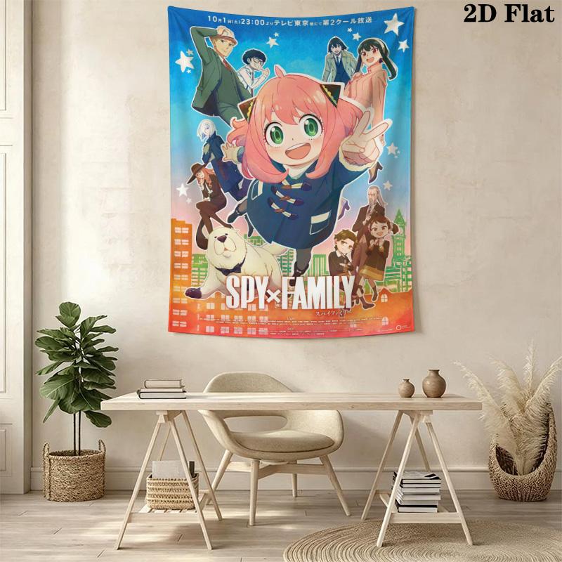 Spy X Family Teamwork Action Tapestry Fashion Print Wallmounted Background Cloth Wall Covering Decoration Soft