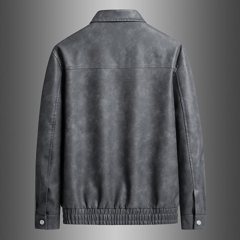 Mens Faux Suede Jacket Vintage Style Casual Outerwear With Lapel Collar Side Pockets