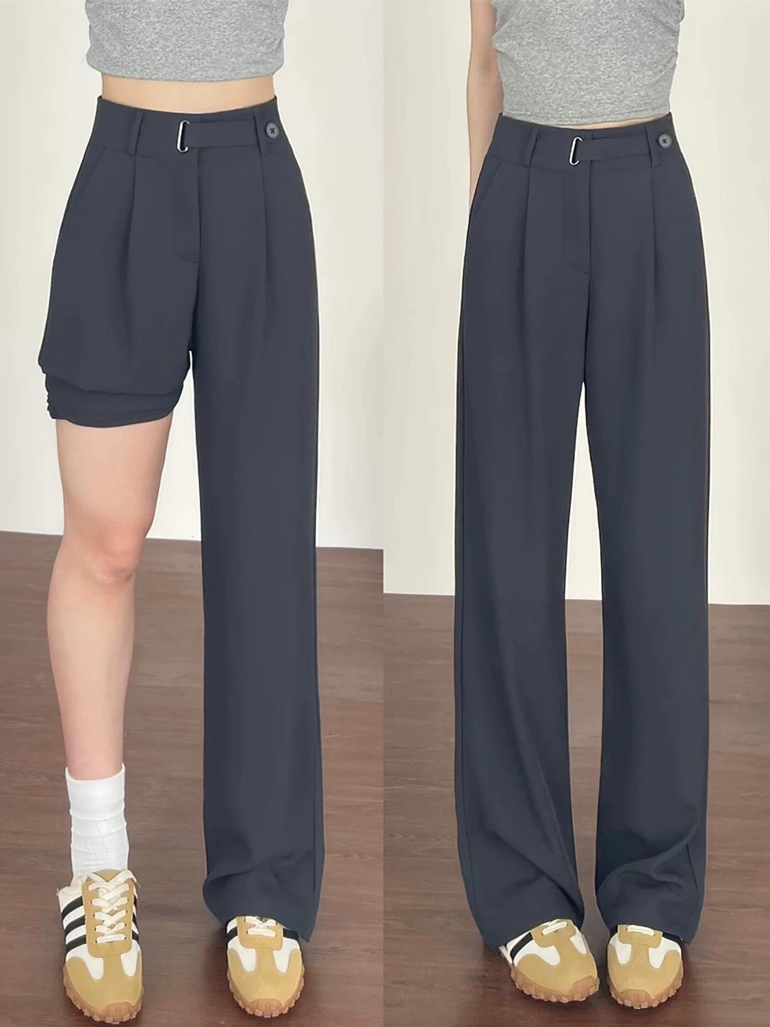 mm Stylish Gray Fat Sister Casual Suit Pants 3XL