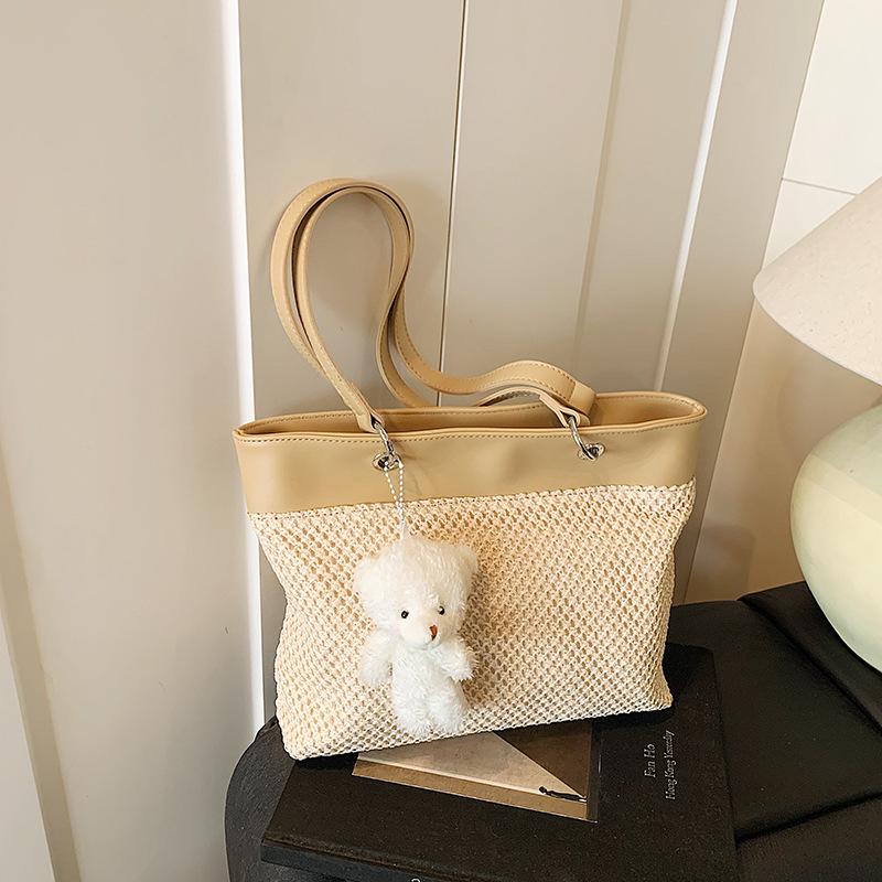 

Straw large-capacity tote bag women s new fashion woven shoulder underarm beach bag хаки