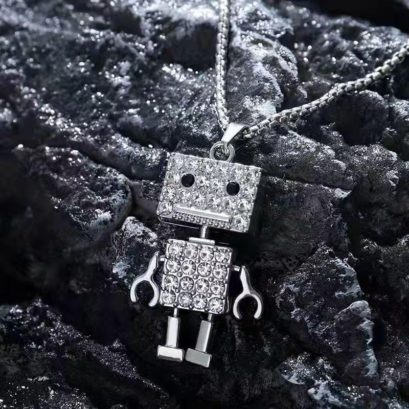 Robot Animated Girl Simple Temperament Design Versatile Clavicle Chain Necklace Pendant