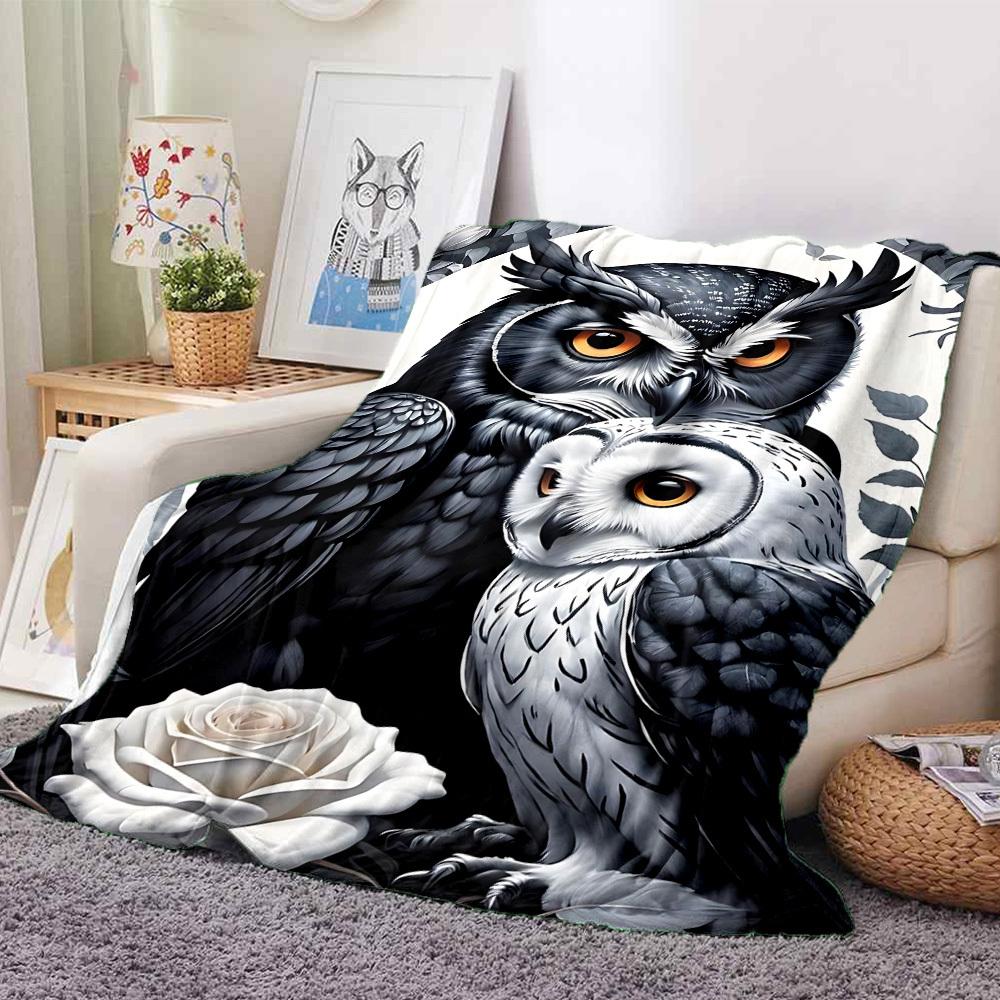 1PC Owl Art Print Blanket - Soft Warm All-Season Throw for Sofa, Bed, Car, Office, Throw For Sofa yy250916111