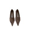 2025 Autumn New Low-heeled French Retro Pointed Single Shoes Women's Shoes Commuter Work Shoes