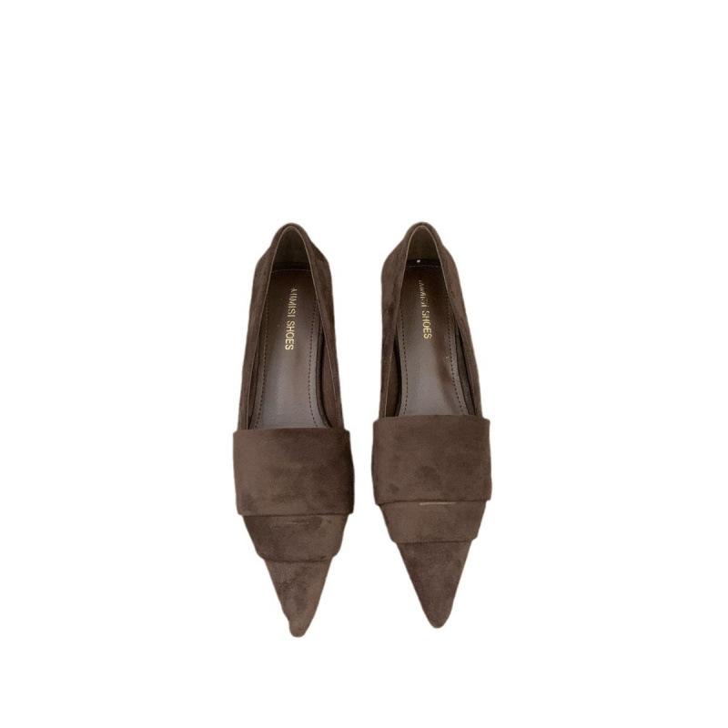 2025 Autumn New Low-heeled French Retro Pointed Single Shoes Women's Shoes Commuter Work Shoes