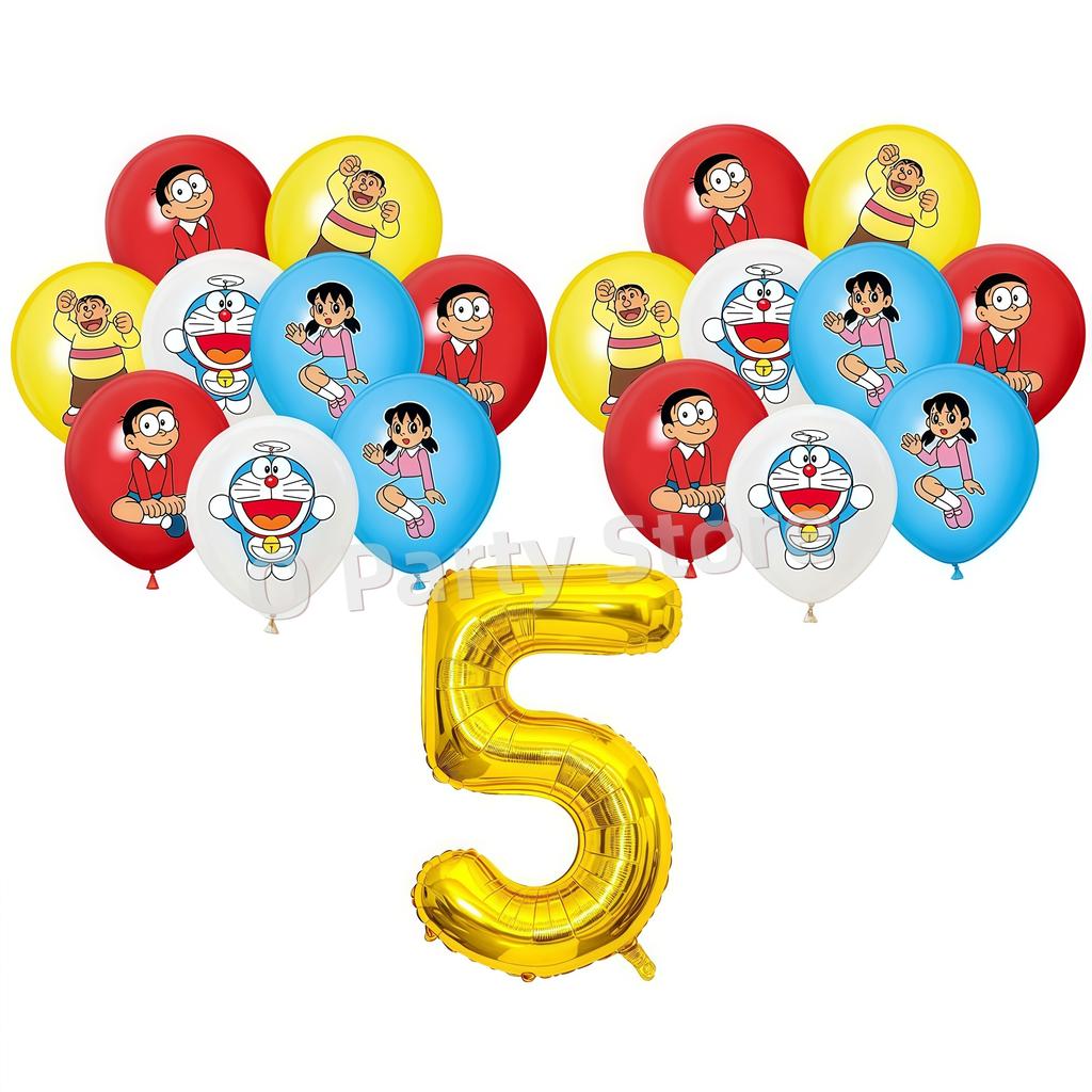 Doraemons Birthday Party Decoration Tableware Plate Cup Balloon Cake Topper Banner Stickers Kids Favor Gift Baby Shower Supplies