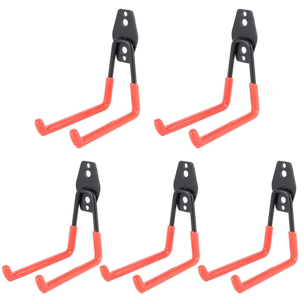 5Pcs WallMounted Garage Hooks Organization Storage Hanger for Power Tool Rope Shovel Bike Hose(Orange )