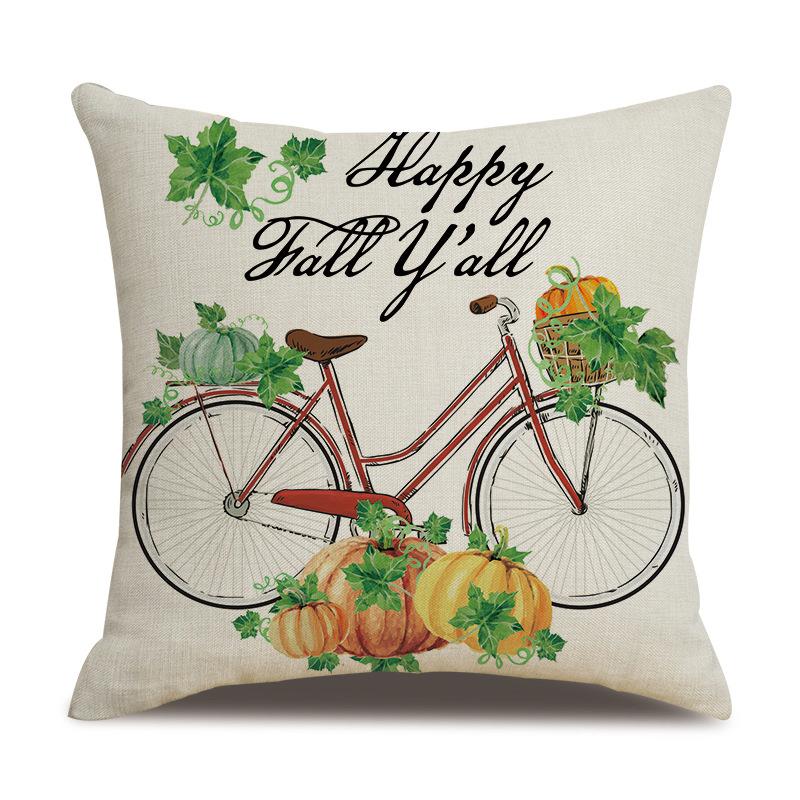 Thanksgiving Linen Pillow Case Autumn Pumpkin Print Supply Pillow Cushion Cover Premium Durable Quality Useful