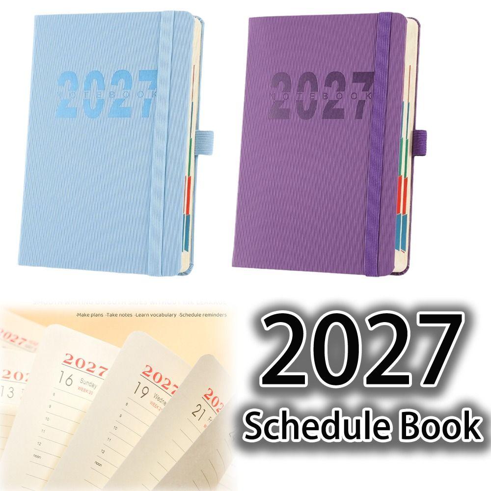 PU Leather Daily Planner Notebook Flat Spread Agenda Organizer Gifts 2027 Schedule Book