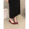 Stiletto High Heels Spitze Wildleder Einzelne Schuhe Frühling und Herbst Kitten Heel mit Rock Pendler Schuhe