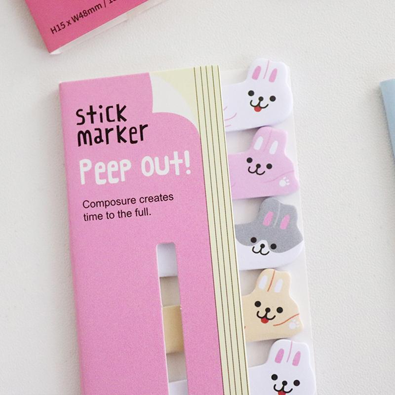 1 Piece Kawaii Stationery Cartoon Animals Marker Memo Pad Bookmark Flags Index Tab Sticky Notes Label Paper Stickers