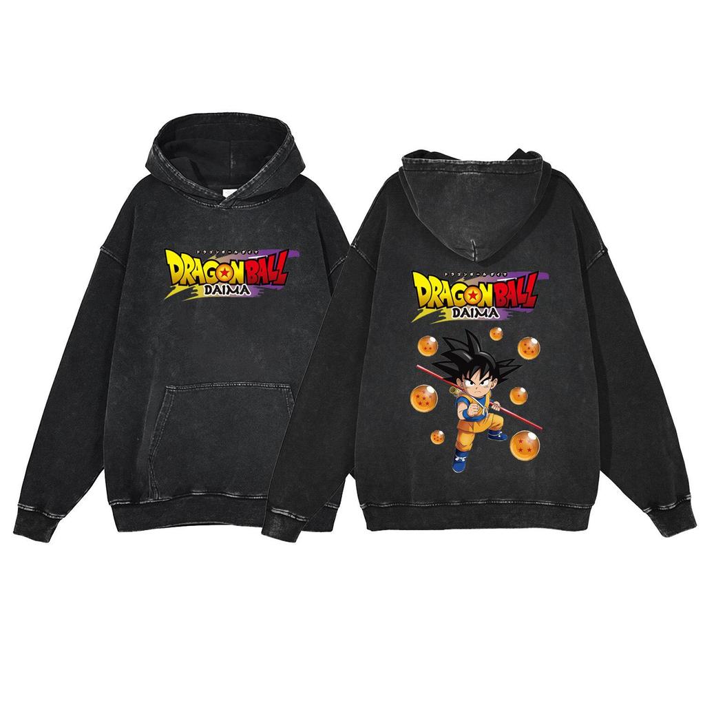 Anime Dragon Ball DAIMA 440g Vintage Streetwear Cotton Hooded Sweatshirt