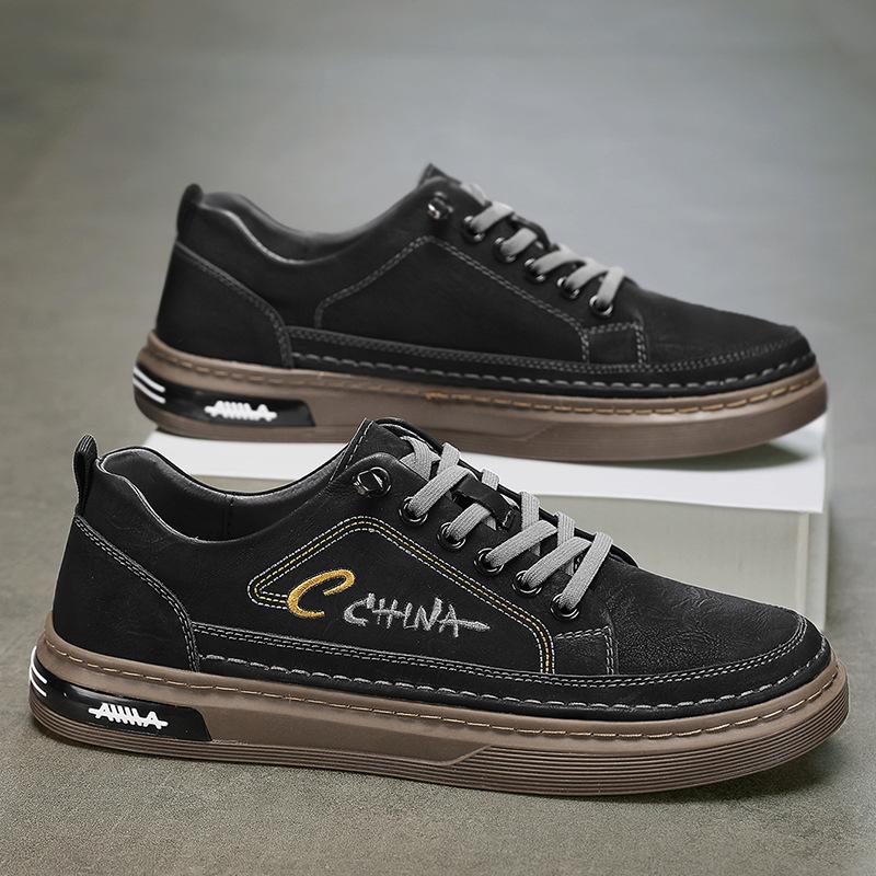 

Мужская обувь, дышащая, мужская, повседневная, кожаная, для сноуборда, маленькие белые туфли, верхний слой кожи 44