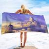 Beautiful Castle Series Seaside Vacation Beach Towel Swimming Bath Towel Microfiber Towel