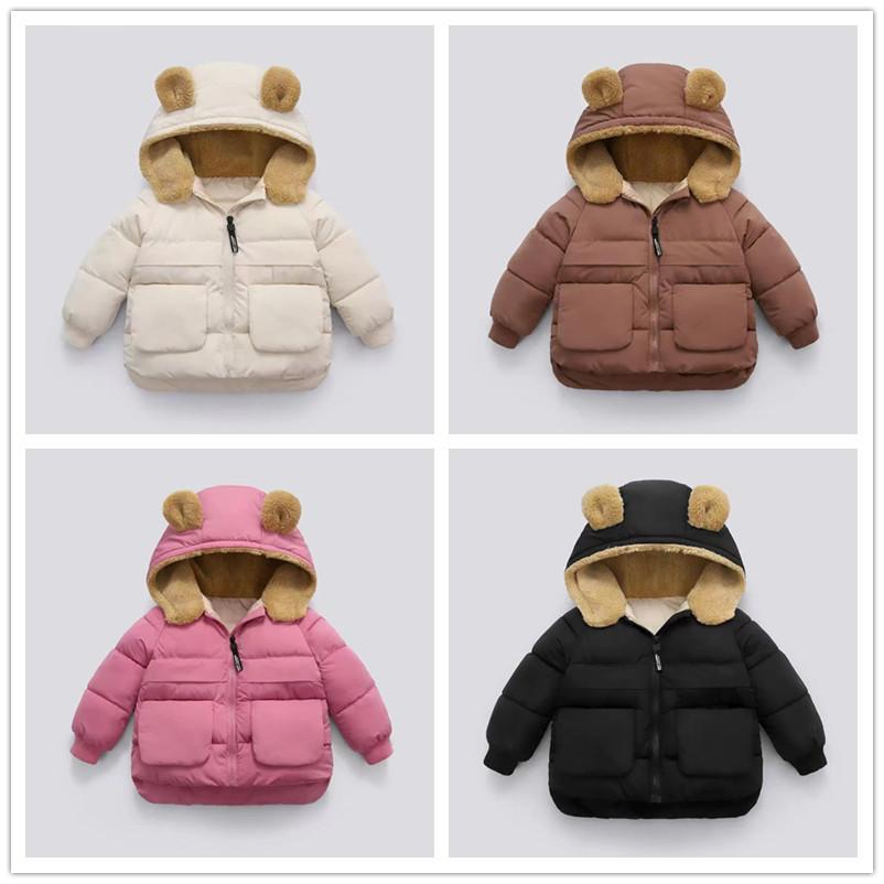 Autumn Winter Warm Outerwear Girl Boy Hooded Fleece Down Jackets Casual Jacket Children Baby Thicken Coats