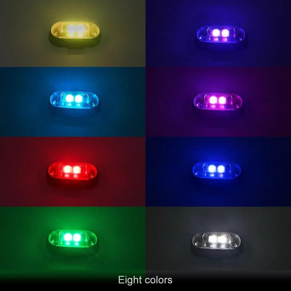 1/6PC Car Motorcycle RGB LED Strobe Lights LED Flash Position Wireless Light Aircraft Airplane Helicopter Warning Lights