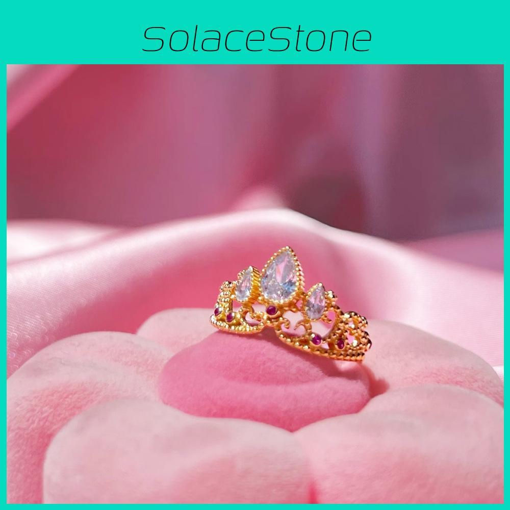 High-quality Alloy Crown Ring With Shimmering Zirconia Stones Adjustable And Trendy