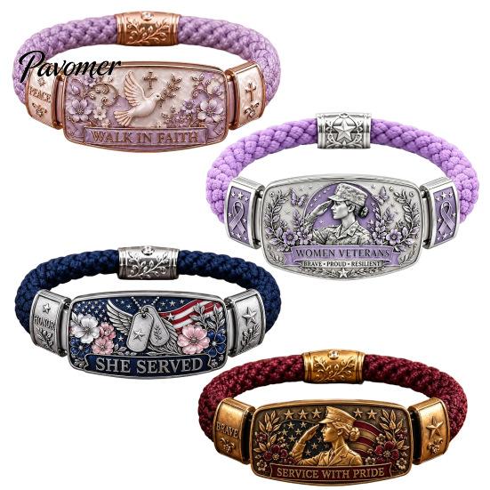 Regalo Romantico per Anniversario Camminata nella Fede Bracciale Intrecciato Donna, Uccello della Pace Floreale Delicato Fiore Charm Bracciale Smaltato, Cristiano Ispirazionale