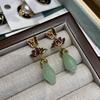 Aieryuan Guochao Copper-Plated Imitation Hetian Jade Enamel Drop Magnolia Flower Earrings, National Style Cheongsam And Ancient Style Earrings