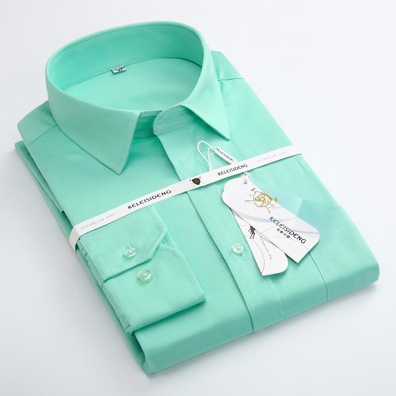 Formal Solid Twill Long Sleeve Regular Fit Excellent Office Man's Work Shirt