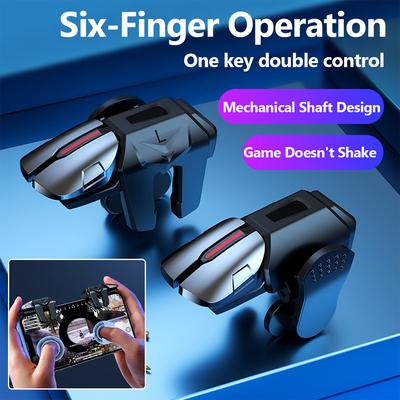 2/4PCS G21 for PUBG Game 6-Finger Mobile Gaming Trigger Pair Anti-Misoperation Non-Slip Silicone Pad Fit Phones Under 11mm Width