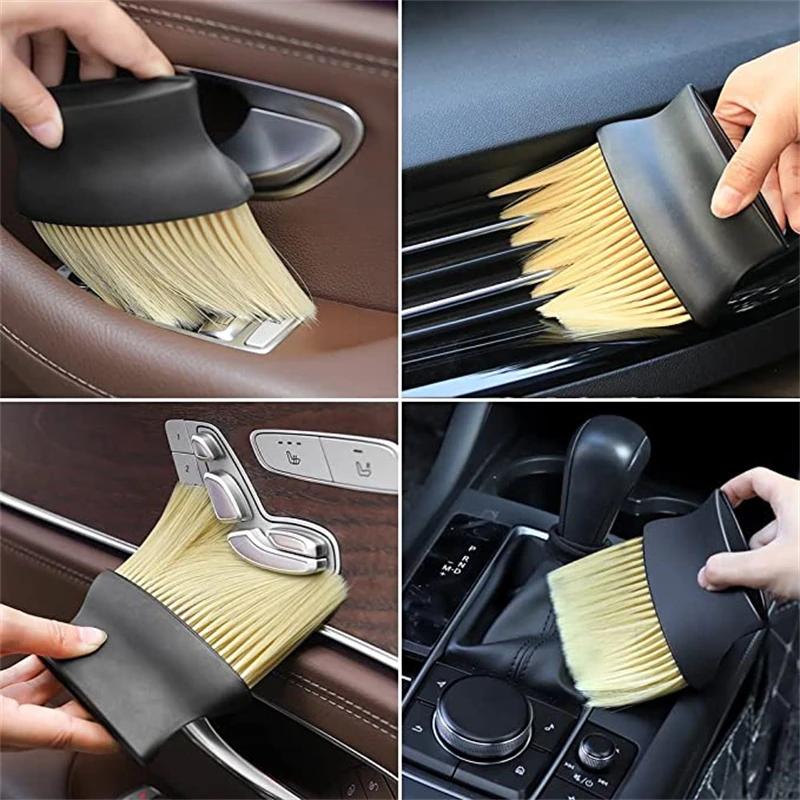 3Pcs Car Interior Cleaning Soft Brush Dashboard Air Outlet Detailing Sweeping Dust Tools Auto Home Office Duster Brushes