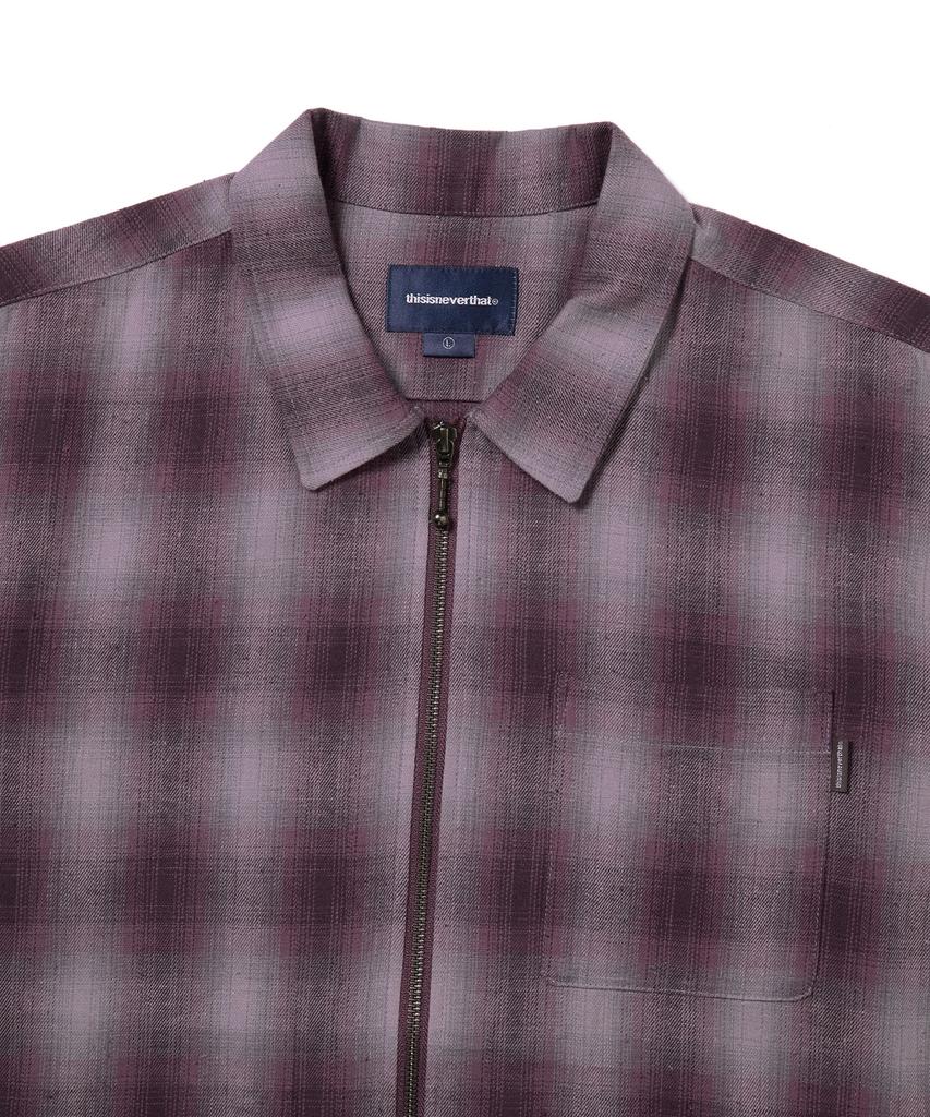 THISISNEVERTHAT Nep Check Zip Shirt Burgundy